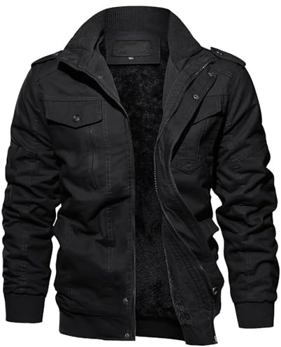 EKLENTSON Military Jackets Men Cargo Tactical Thick Thermal Fleece Lined Jacket Mens Warm Winter Coat Casual Stylish