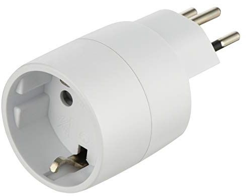 Electraline 70040 Reiseadapter (Schuko) 2 Europa in die 3 Pins Schweiz, weiß