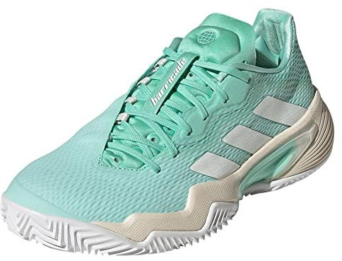 adidas Women's Barricade Tennis Shoe, Easy Green/White/Chalk White (Clay), 7
