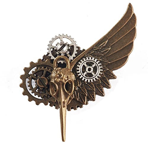 Broche steampunk gothique - Broche rétro - Bijoux fantaisie pour sac à dos, sac, veste, collier, taille unique, Métal, Sans pierre précieuse