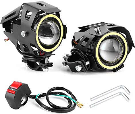 Moto Spot Luci 2 PZ 12 V 30 W U7 LED Angel Eyes Spotlight Luce Bianca IP68 Moto Faro con Interruttore