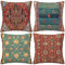 HOSTECCO Kilim Cushion Covers 45x45 cm Pack of 4 Vintage Tribal Cushion Cases Ethnic Patterned Decorative Pillow Covers for Sofa Couch Bed Office