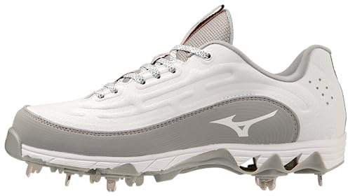 Mizuno Crampons de softball en m tal 9 pointes Swift 8 pour femme, Blanc/gris, 38.5 EU