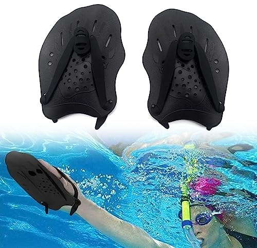 MUNSKT 1 Pair Swim Paddle, Adjustable Hand Paddles for Adults Kids Unisex, Power Strength Training Water Gloves Pool Exercise Equipment Aid Accessories