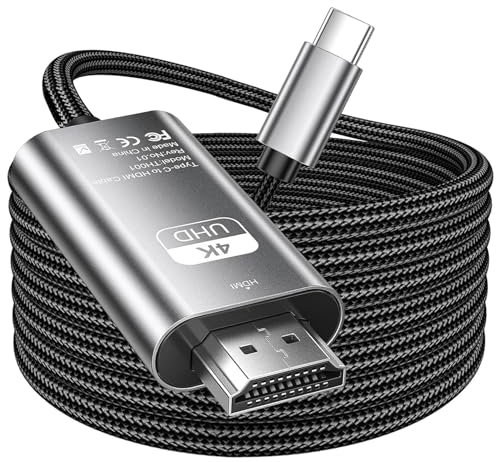 Avigers USB C to HDMI Cable 2M, USB Type C to HDMI Adapter Cable 4K@60Hz for Home Office, Thunderbolt 4/3 to HDMI Cable Compatible with MacBook Pro/Air/Mini, iPad Pro/Air, Surface, Galaxy S24/S23/S22