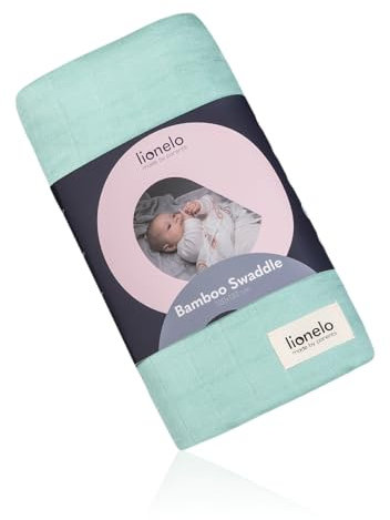 lionelo Bamboo Swaddle, Manta Envolvente para Cambiar pañales, mantita Grande para bebé Hecha de algodón de bambú 100% Natural, Dimensiones 120 x 120 cm, Agradable al Tacto, Tela Suave
