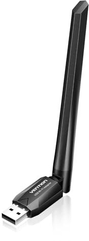 VENTION USB WiFi Antena para PC, AC600 Adaptador WiFi + Bluetooth 5.0, Dual Band 2,4 GHz/ 5 GHz, con Antena Inalámbrica de 6 dBi, WiFi Dongle Compatible con Windows 11/10/8.1/8/7/XP