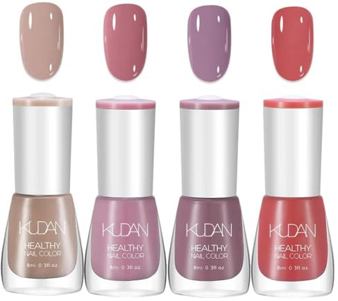 4PCS Nagellack Set - Schnell trocknende & lang anhaltende Nagellack auf Wasserbasis - Nail Polish für DIY Nageldesign (4PCS C Set Nude Style, Normal)