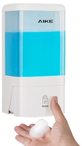 AIKE Dispensador de Jabón Espumoso 1200 ML de Pared, Bomba Manual, Gran Capacidad, Ventana Transparente (Solo para jabón espumoso especializado) AK1007F