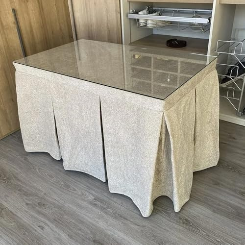 Ropa de Mesa Camilla Antimanchas Extragruesa (Beige) en varias medidas - Falda Mesa Camilla, Enaguillas, Enaguas, Ropa Chenilla - Tejido Extragrueso Hipercalórico (130 x 80 cm (72 cm de Alto))