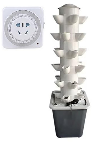 Torre de cultivo hidropónico, torre de jardín con tanque de 10 l, torre de jardín interior de 6 capas y 30 plantas, jardín vertical hidropónico, torre hidropónica for hierbas, frutas y verduras de int