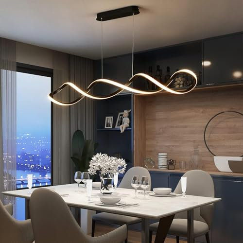 Suspension Luminaire LED Moderne,Dimmable Lampe à Suspension Table à Manger avec Télécommande,Suspendue Lampe Réglable en Hauteur, Lustre pour bureau,salle à manger,restaurant,cuisine (noir, L100cm)