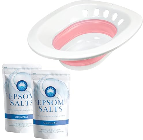 Swiflee and Co Sitz Bath Set - Bundle with Sitz Bath for Toilet & Epsom Salts Pack - Hemorrhoid & Postpartum Relief
