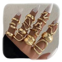 XFSRG 15 Pièces Bague Femme Géométrie Minimaliste Luxe Léger Bagues Personnalité Réglable Accessoires de Mode