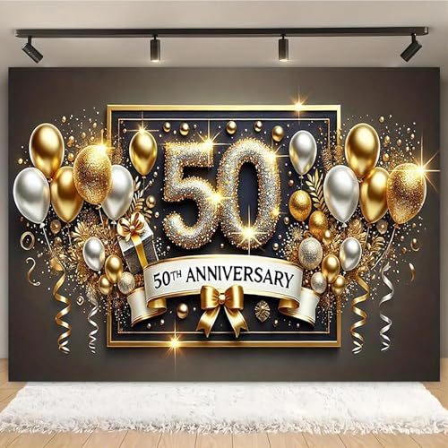 50-årsjubileum fest vinyl banderoll guldfirande bröllopsdekoration mångsidig hem trädgård studie dekoration