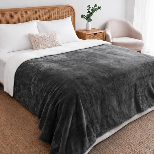 Twinzen Vattentät Hundfilt 152x203 cm Mörkgrå - Vattentät Sherpa Fleecefilt för Hundsoffa och Bädd - Tvättbar