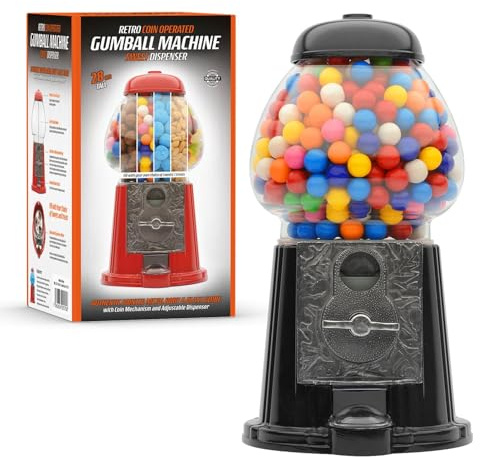CKB LTD Hucha con dispensador de caramelos retro grande para guardar chicles, funciona con monedas, 28 cm de alto, tamaño grande 28 x 15,3 x 16,5 cm, color negro