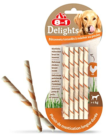 8in1 Delights Chicken Twisted Sticks Dog Chew Treats Healthy Snack 10 Pack