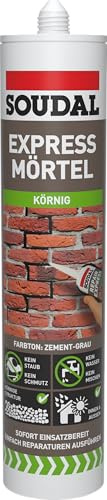 Soudal Express-Mörtel, 300 ml, Zement-Grau - Sofort einsatzbereiter Reparatur-Mörtel mit körniger Struktur für Risse & Fugen in Beton und Mauerwerk