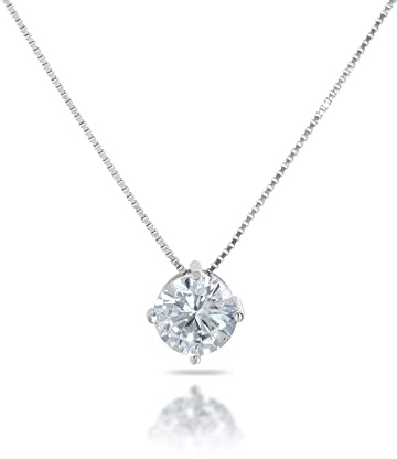 inSCINTILLE Punto Luce Collana Donna Argento 925 con Pietra di Zirconia Cubica (Diametro: 5 mm, Catena Argento – Pietra Bianca)
