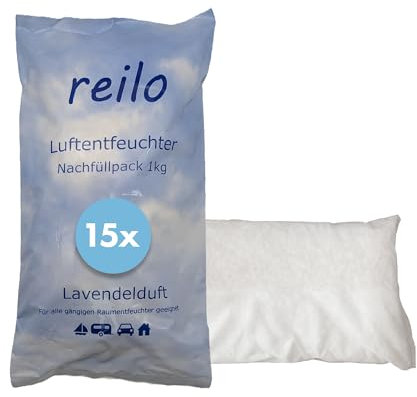 reilo 10x 1kg Lavendelduft Luftentfeuchter Granulat, Raumluftentfeuchter im Vliesbeutel, Nachfüllpacks für gängige Entfeuchterboxen, Lufttrockner für Wohnraum, Schlafzimmer, Keller