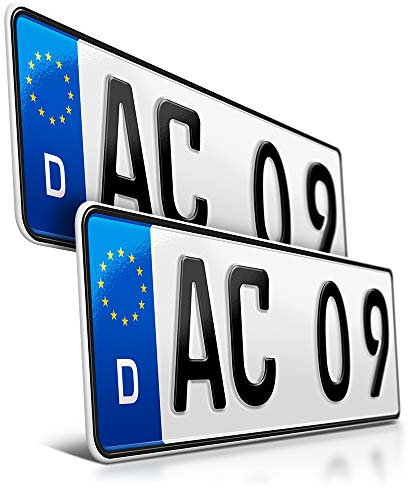 schildEVO 2 Kfz Kennzeichen | 350 x 110 mm | DIN-Zertifiziert – individuelles EU Wunschkennzeichen | PKW Nummernschild | kurzes Autokennzeichen | Auto-Schild | Fahrradträger & Anhänger | DHL-Versand