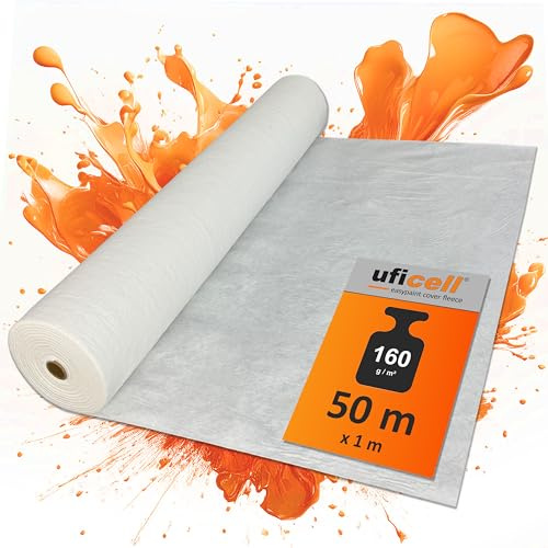 easyliner® självhäftande målarduk fleece [50 m²] premium kvalitet skyddande fleece täckfleece, vikt: 160 g/m² | det perfekta ytskyddet för golvbeläggningar (50 m² rulle)