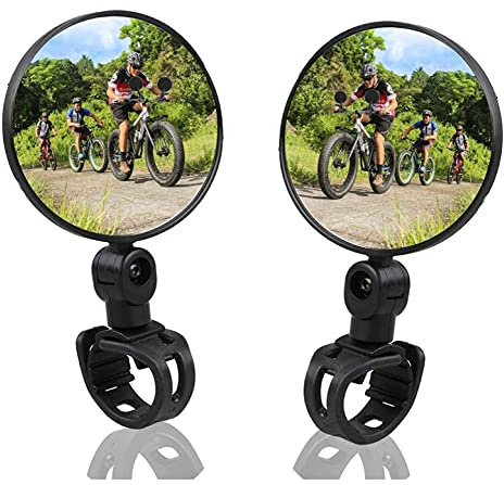 FOUTP Rétroviseur de Vélo 2pcs - Miroir de Guidon Convexe pour VTT et Véhicules Terrain - Noir 8cm