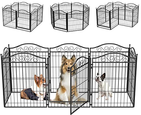 BingoPaw Welpenlaufstall XXL 80cm Hoch: 8-teilig Schwerlast Gitter Metall Laufstall Freilaufgehege für Hunde Kaninchen Katzen Hasen