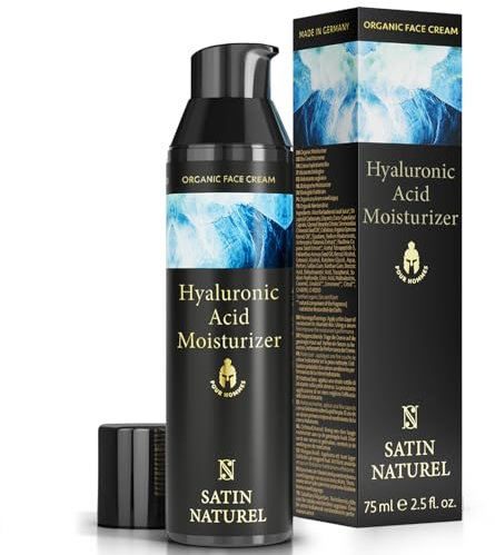 Satin Naturel Feuchtigkeitscreme Gesicht 75ml – Mit Bio Aloe Vera, Hyaluron, Arganöl, Squalane & Jojobaöl, Vegan, Natürliche Pflege für Gesichtspflege Routine