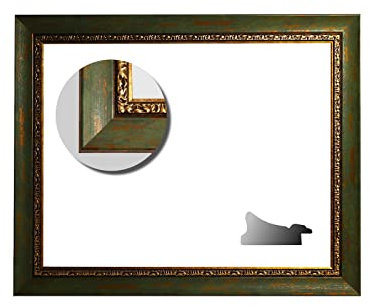 Neumann Bilderrahmen Barockrahmen grün mit verzierter Kante, Serie 370 - Zuschnitt, 60 x 80 cm