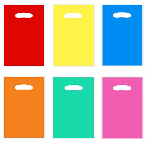 Aisszhao 30 PCS Solid Color Plastic Gift Bag,Mix Color Multipack Party Goody Bag for Kids,Fillers Gift Bags for Birthday Xmas Halloween,Shimmer Candy Treat Bag Colorful Gift Wrapping Bag for Presents