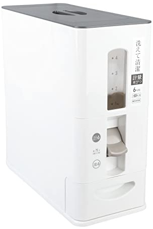 Dispensador de Arroz de 6 Kg, Contenedor de Almacenamiento de Arroz Automático, Caja de Almacenamiento de Granos Domésticos Tipo Cajón, Dispensador de Cereales Transparente Encimera,(Blanco)