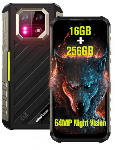 Ulefone Armor 22 16Go+256Go Téléphone Protable Incassable Android 14, 64MP Nocturne Vision Caméra, 6,58 FHD+ 120Hz, 6600mAh(33W), 4G Dual SIM/NFC/GPS/IP69K/Infrared Sensor Téléphone Étanche- Vert