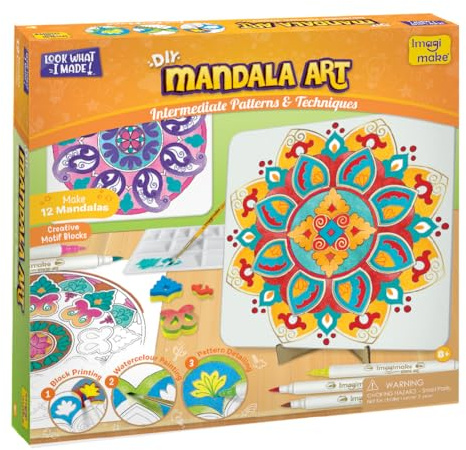 Imagimake Kit d'art mandala | Ensemble de peinture aquarelle | 12 projets de mandala passionnants dans les loisirs créatifs pour enfants âgés de 8-12-14-16 ans | Kits d'artisanat pour adultes et