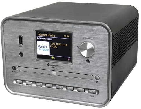 Soundmaster ICD1050SW Stereoanlage Internetradio WLAN 2,4/5 GHz DAB+ Bluetooth CD-Player USB MP3 APP Farbdisplay Wecker