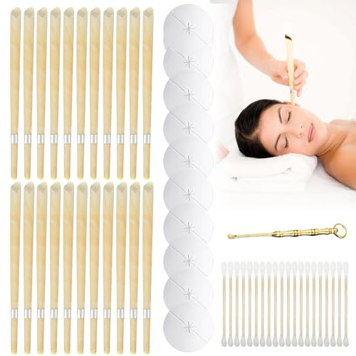 YANGUN Ohrkerzen, 22 Stück Ohrkerzen-Set mit natürlichem Bio, Ohrkerzen Zur Reinigung, Ohrkerzen-Set, (Tropfschutztablett) Ohren Kerzen Zum Reinigen Für Ntspannen,für verstopfte Ohren