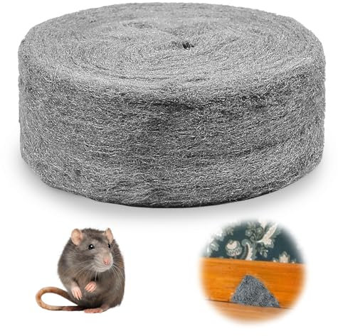VBNZBK 20 m de Lana de Acero Contra Ratones y Ratas, Fino Contra Roedores, para Agujeros y Grietas de la Pared de la Casa, Rejilla de Ventilación del Garaje