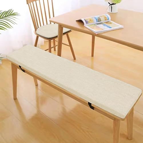 Coussin de siège - 3 cm d'épaisseur - Lavable - Pour jardin, terrasse, banc à bière, coussins, coussin et rembourrage, coussin de banc - Crème - 190 x 40 x 3 cm