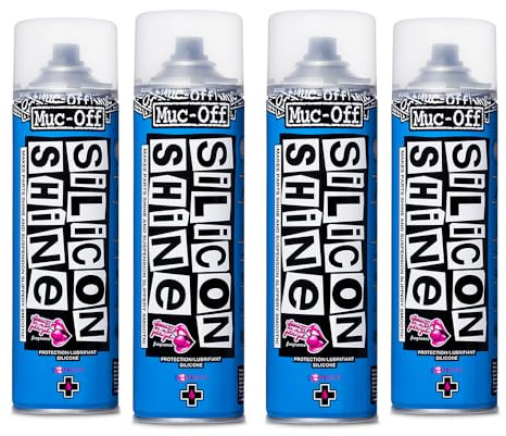 Muc-Off Silicon Shine Produit de Finition Vélo - Produit Protecteur Vélo - Réduit les Frottements - Finition Brillante - Pour tous Types de Vélo - 500 ml, 4 Piéces