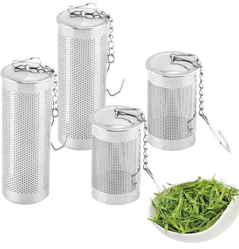 4 Stück Teesieb,Teeei für Losen Tee,Gewürzsieb zum für Gewürzbeutel,Gewürzei Gewürzsäckchen Groß,Mitkochen Brauen Gewürzfilter,Gewürzkugel Tea Teefilter,Beutel Edelstahl-Gewürzfilter,Filt Kräuternetz