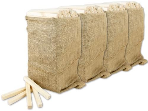 Legnetti Accendifuoco di Abete 100% Naturale, Legna da Ardere Essiccata, per Stufa e Camino a legna, BBQ, 16 cm, 310 pezzi (4 SACCHI - 20KG)