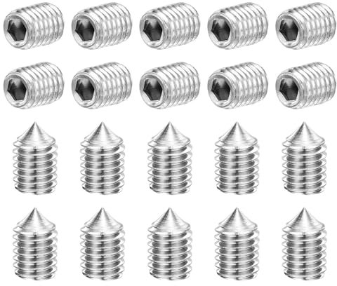 sourcing map 40Pcs Set Screws M5x8mm 304 Stainless Steel Cone Point Hex Socket Grub Screws for Machinery, Home Repairs, and Fixtures Silver