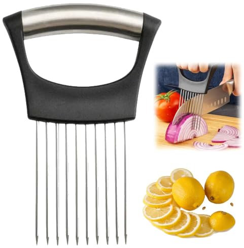 Zwiebelscheibenhalter aus Edelstahl, Neuer Zwiebelhalter zum Schneiden, Zitronenschneider, Gemüseschneider, Zerkleinerer, Schneidehilfswerkzeug für Kartoffeln, Küchengeräte für zu Hause (1 PCS)