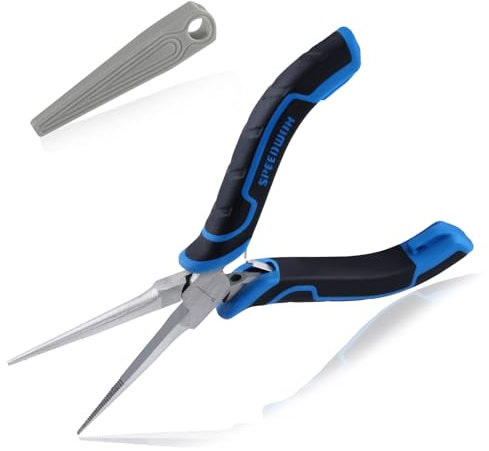 SPEEDWOX Mini alicates de punta de aguja de precisión, mandíbula dentada con cubierta protectora para hacer joyas, doblar alambre, agarre de objetos pequeños