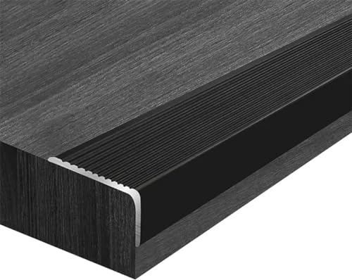 Raouoae Perfiles Antideslizantes De Aluminio Para Escalones Protección De Bordes De Escalera Y Pisos Perfiles Metálicos En Ángulo Para Áreas De Alto Tráfico Bordes Para Escalones Y Pisos(Black,L:90cm)