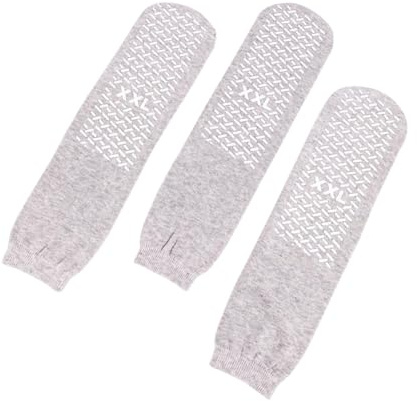 MAAS GLOBAL INC Slip Stop Safety Single Tread Slipper Socks | Non-Slip, Non-Skid Gripper Socks (3 Pair) (US, Alpha, XX-Large, Regular, Regular, Grey)