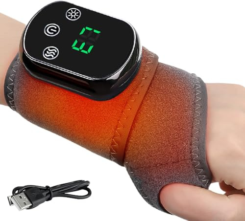 Chaufferette Poignet - Chauffant avec 3 Modes de Vibration,Massageur De Poignet Chauffant Sans Fil - pour Femmes Hommes Genou Cheville Bras Jambe Travail Voyage Extérieur Vélo