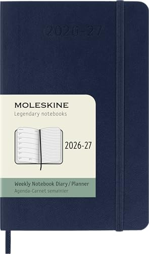 Moleskine Weekly Planner 2026 2027-18-Month Planner with Space for Notes, Soft Cover and Elastic Closure, Sapphire Blue Color, Pocket Size 9 x 14 cm