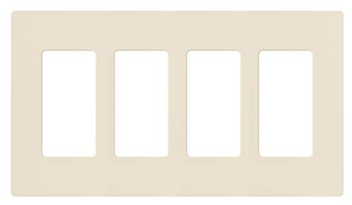 Lutron Claro Light Switch Cover Plate, 4 Gang Wallplate, Rocker Light Switch Cover, Screwless Plate For Outlets, Gloss, CW-4-LA, Light Almond